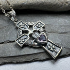 Irish Love Shamrock Claddagh Cross Necklace