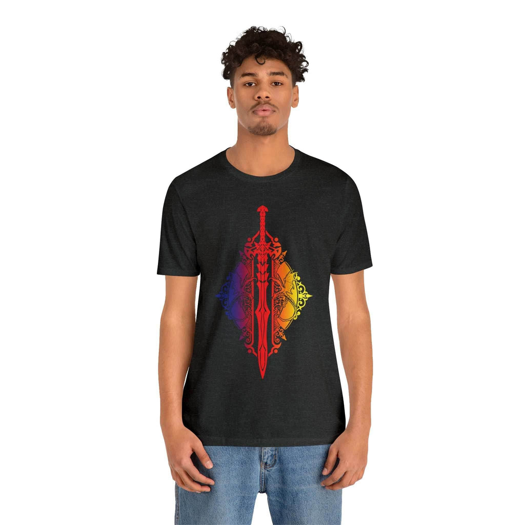 Sunset Ombre Dragon and Sword Shirt - Asphalt / S