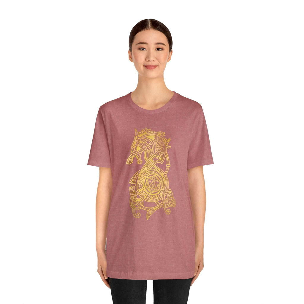 Golden Celtic Dice Dragon Shirt - Army / S