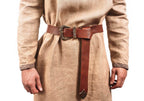 Brown Leather Belt with Brass Buckle & Tip - 