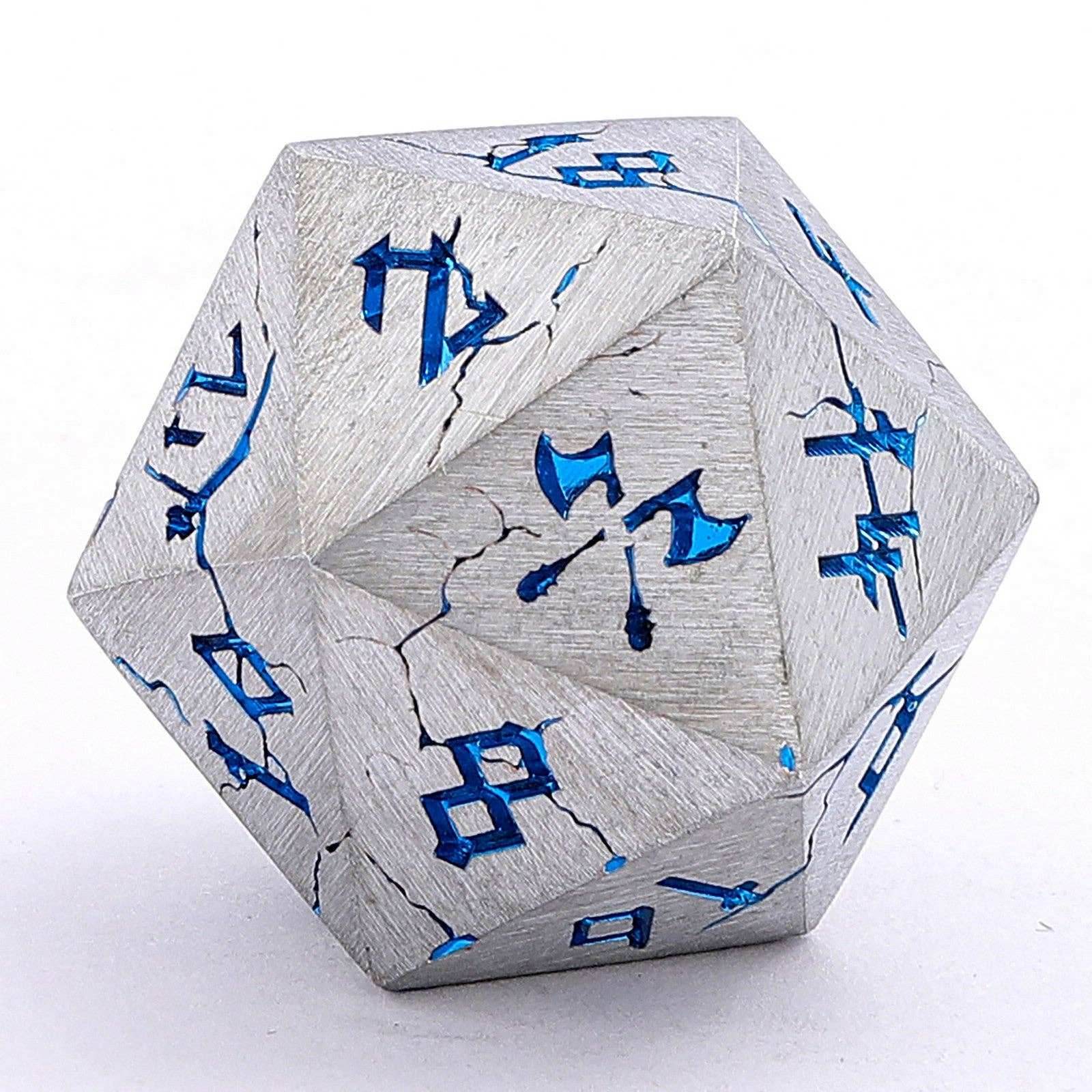 Barbarian Solid Metal Polyhedral Dice Set - Matte Silver Blue - 