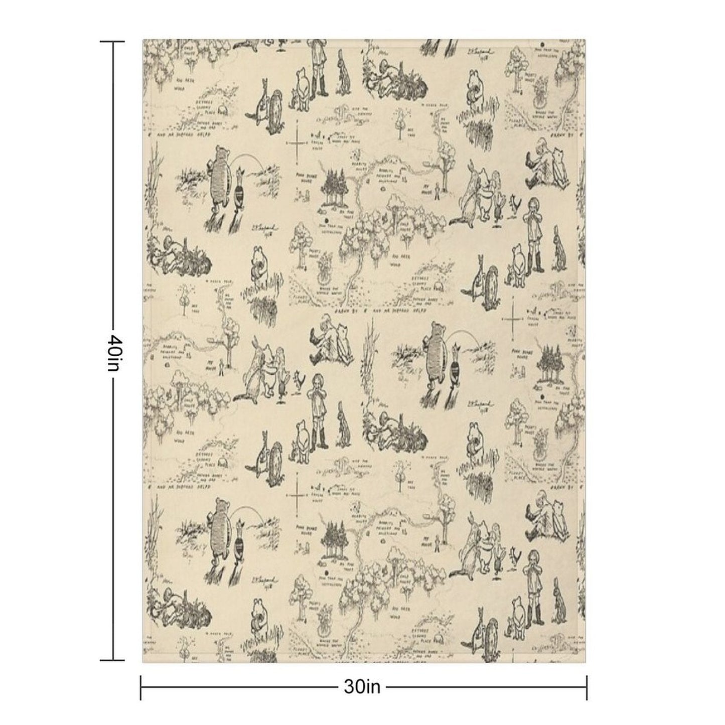 100 Aker Wood (Cream) Throw Blanket