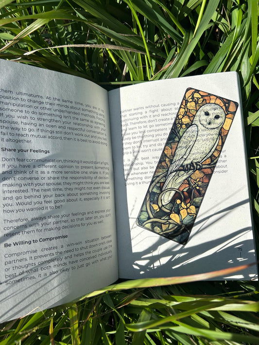 Snowy Owl Bookmark – Handmade Wizard Bookmark, Magical Weasley Wizard School White Owl Bookmark