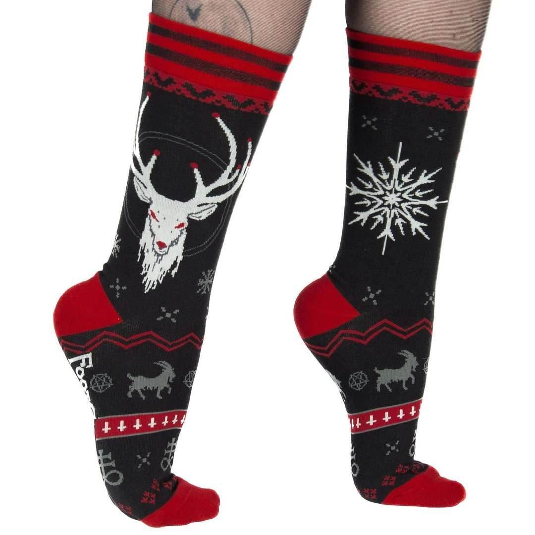 Beelzebuck Ugly Xmas Sweater Crew Socks - 