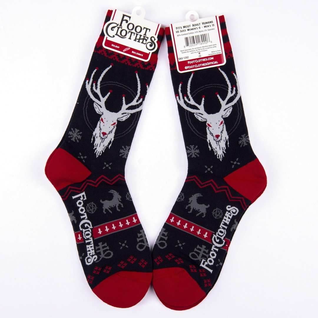 Beelzebuck Ugly Xmas Sweater Crew Socks - 