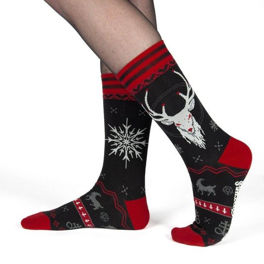 Beelzebuck Ugly Xmas Sweater Crew Socks - 