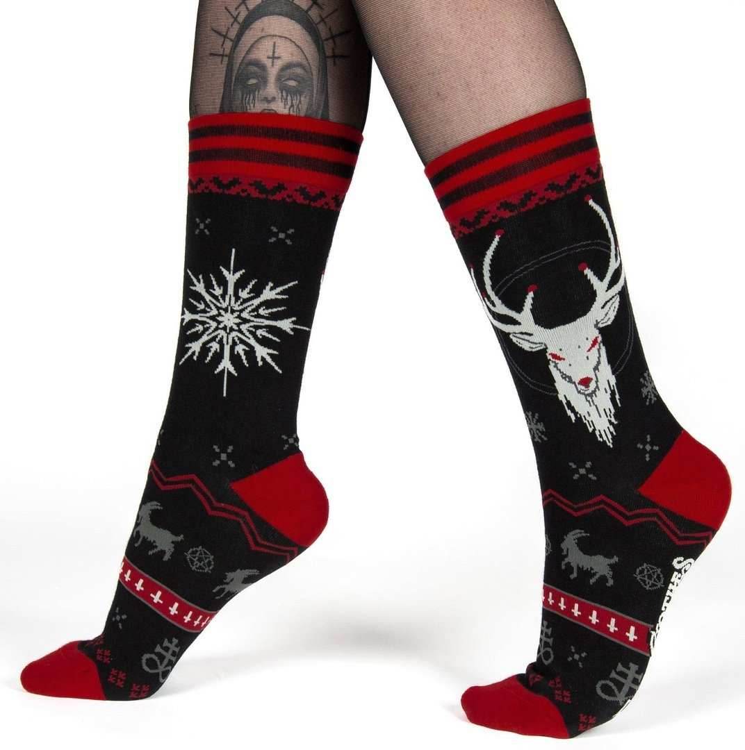 Beelzebuck Ugly Xmas Sweater Crew Socks - 