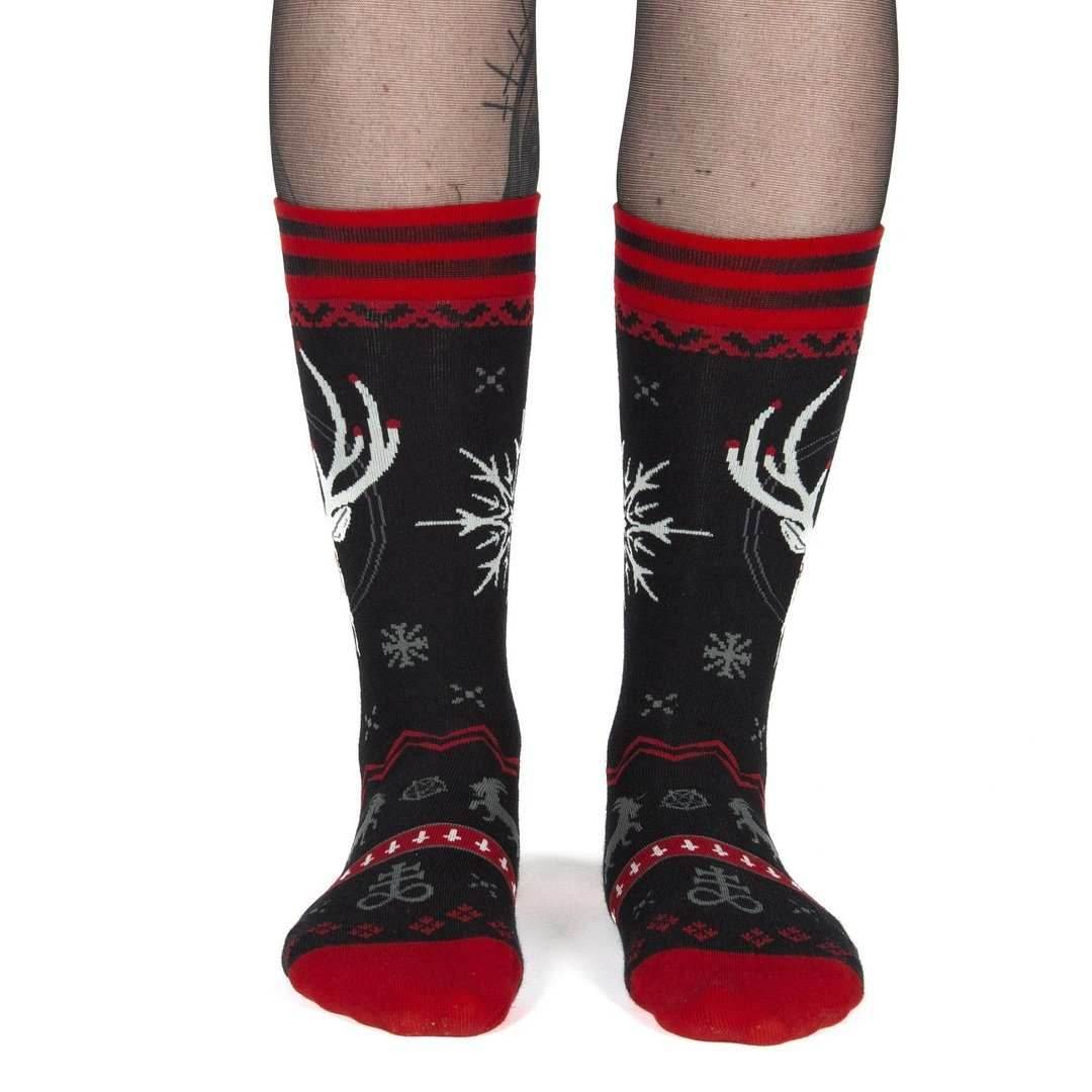 Beelzebuck Ugly Xmas Sweater Crew Socks - 