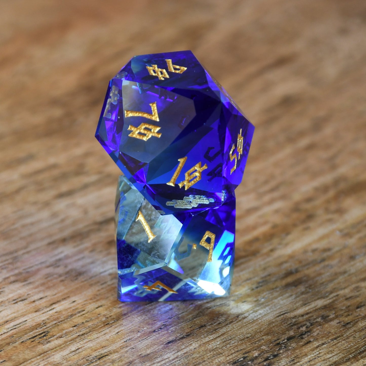 Blue Crystal Multifaceted Glass Dice Set