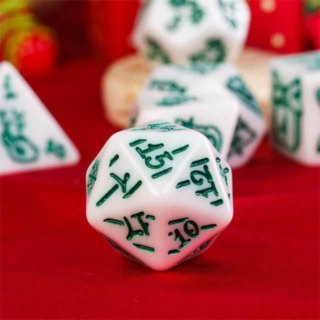 White Christmas Dice w/Green Presents Trees Snowman Holiday Festive - 