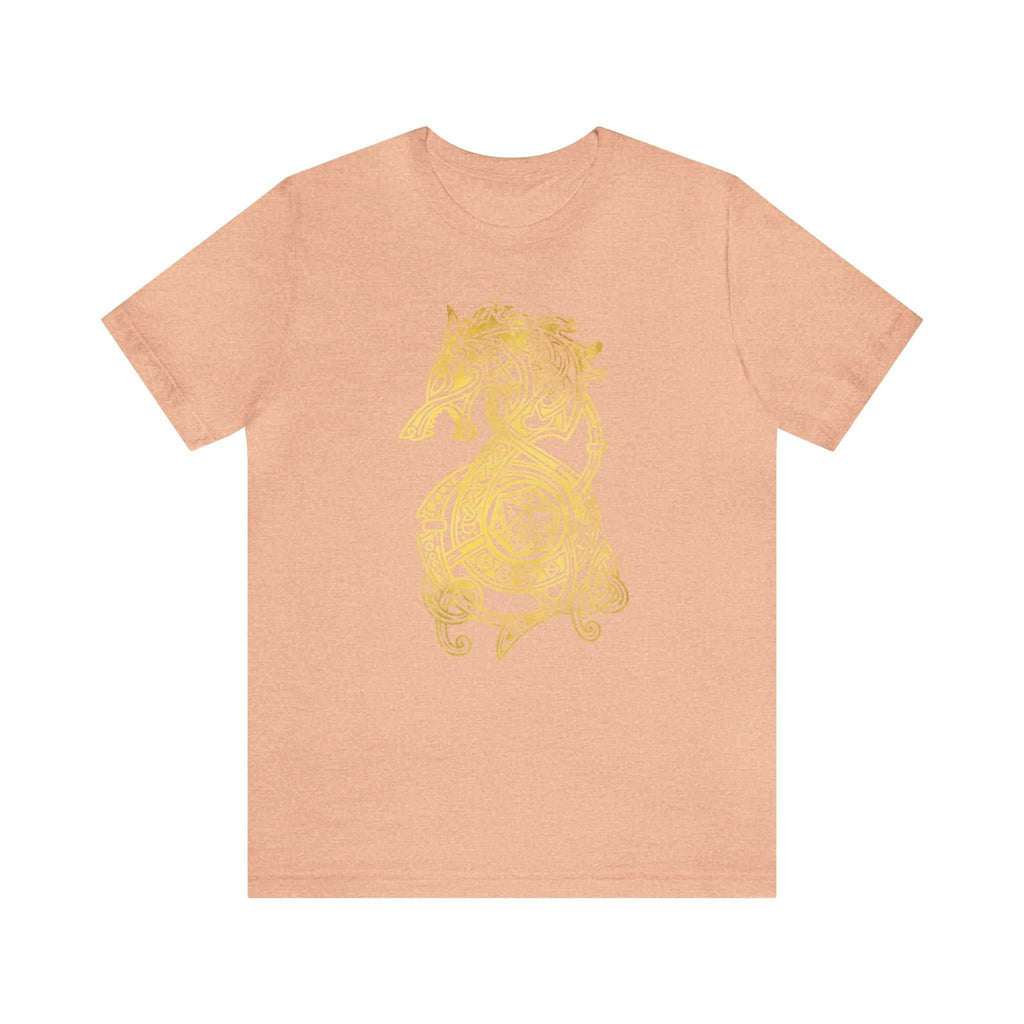 Golden Celtic Dice Dragon Shirt - Heather Peach / S