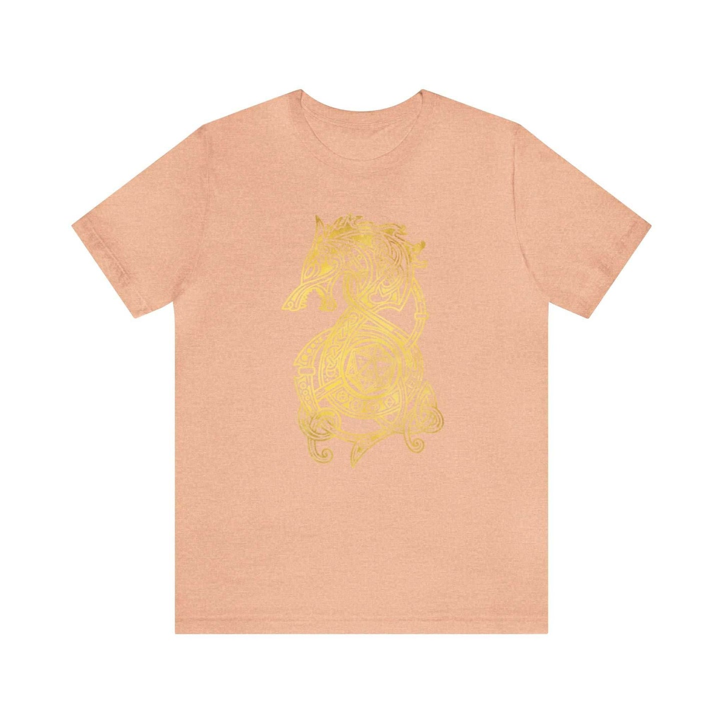 Golden Celtic Dice Dragon Shirt - Heather Peach / S