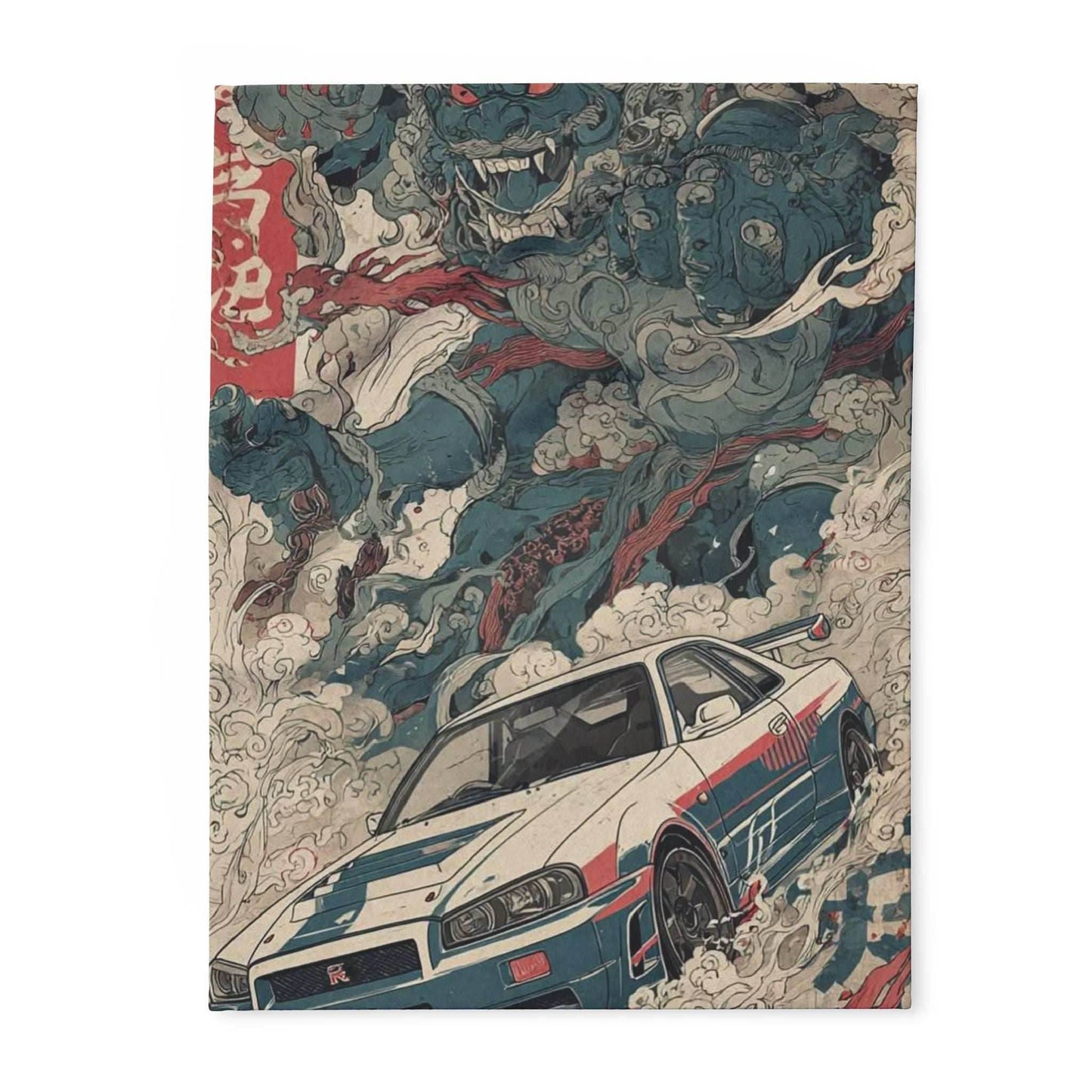 Arctic Fleece Blanket with Bold Car and Monster Design, Cozy Throw for Car Lovers, Unique Gift for Birthdays, Home Decor, Movie Nights - 30'' × 40''