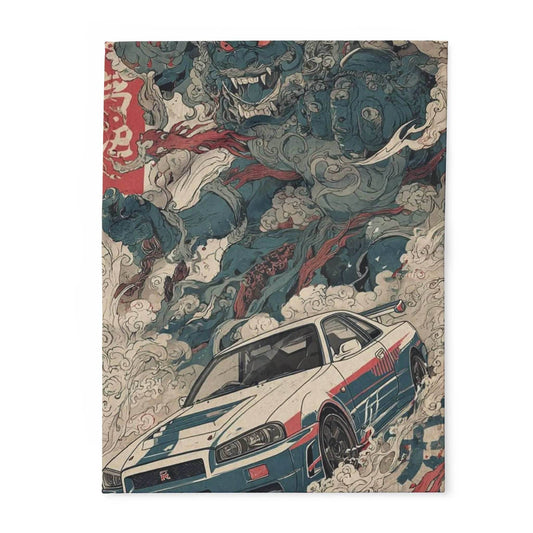 Arctic Fleece Blanket with Bold Car and Monster Design, Cozy Throw for Car Lovers, Unique Gift for Birthdays, Home Decor, Movie Nights - 30'' × 40''