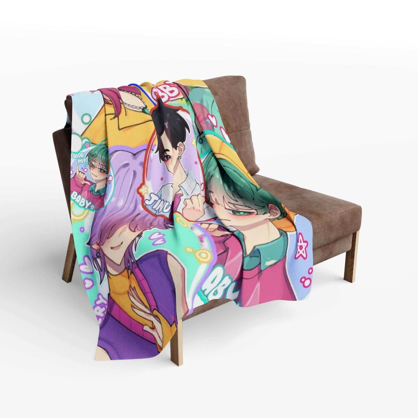 Anime-Inspired kpop boys Fleece Blanket, Cozy Throw Blanket, Personalized Gift, Home Decor, Unique Anime Blanket - 30'' × 40''