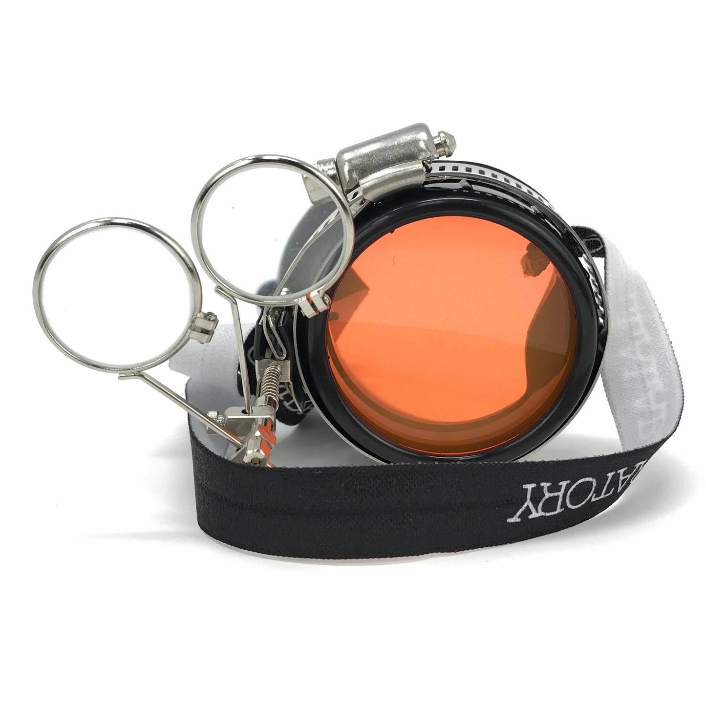 Pastel goth pirate eyepatch monocle Rave goggle with magnifying eye loupes - lime green