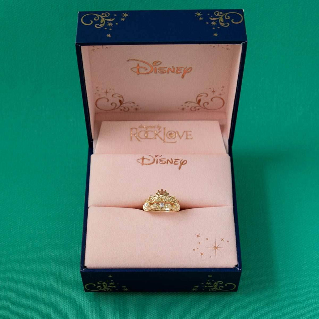 Disney X RockLove DISNEY ALADDIN Jasmine Lotus Stacker Rings - Yellow Gold Plated / Size 5