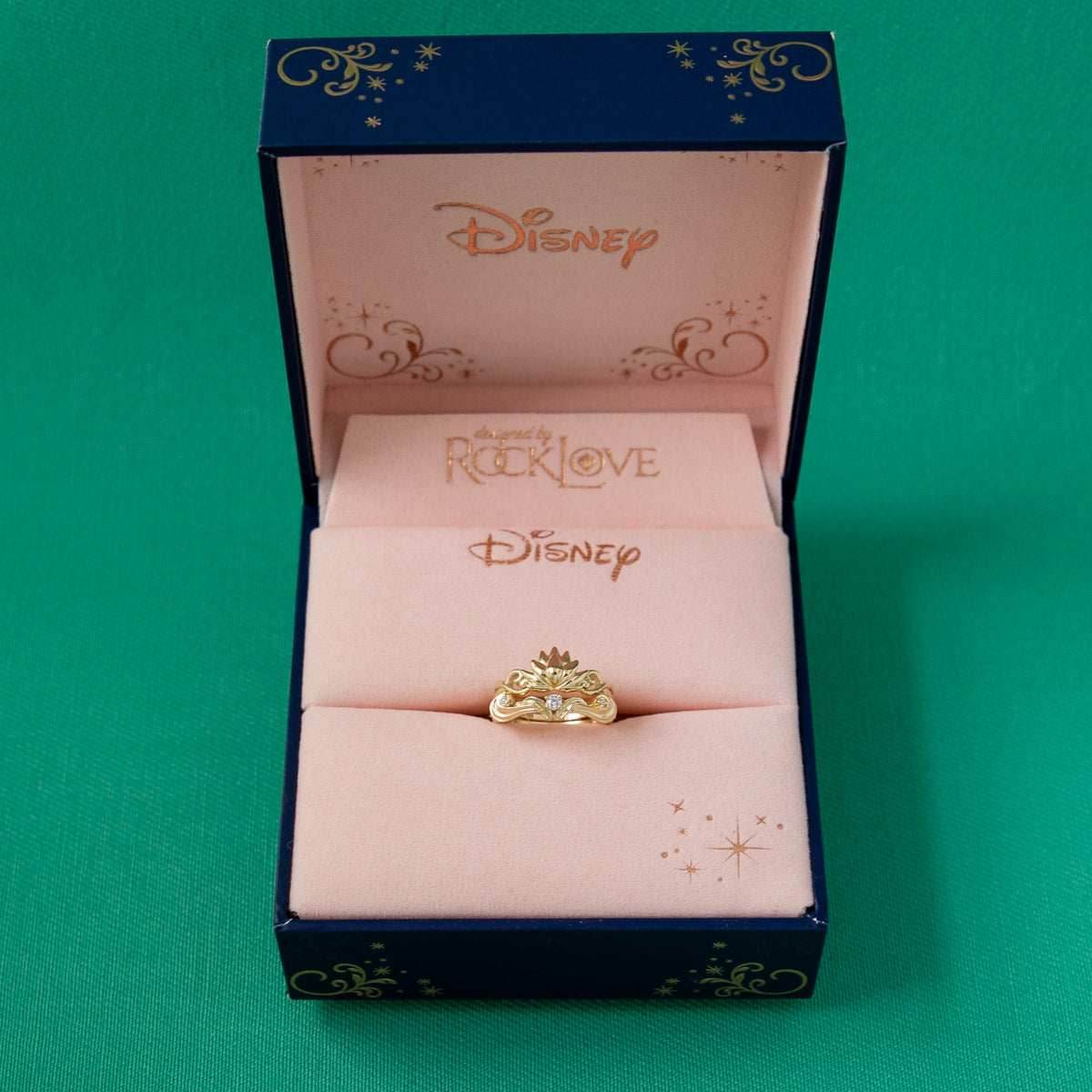 Disney X RockLove DISNEY ALADDIN Jasmine Lotus Stacker Rings - Yellow Gold Plated / Size 5