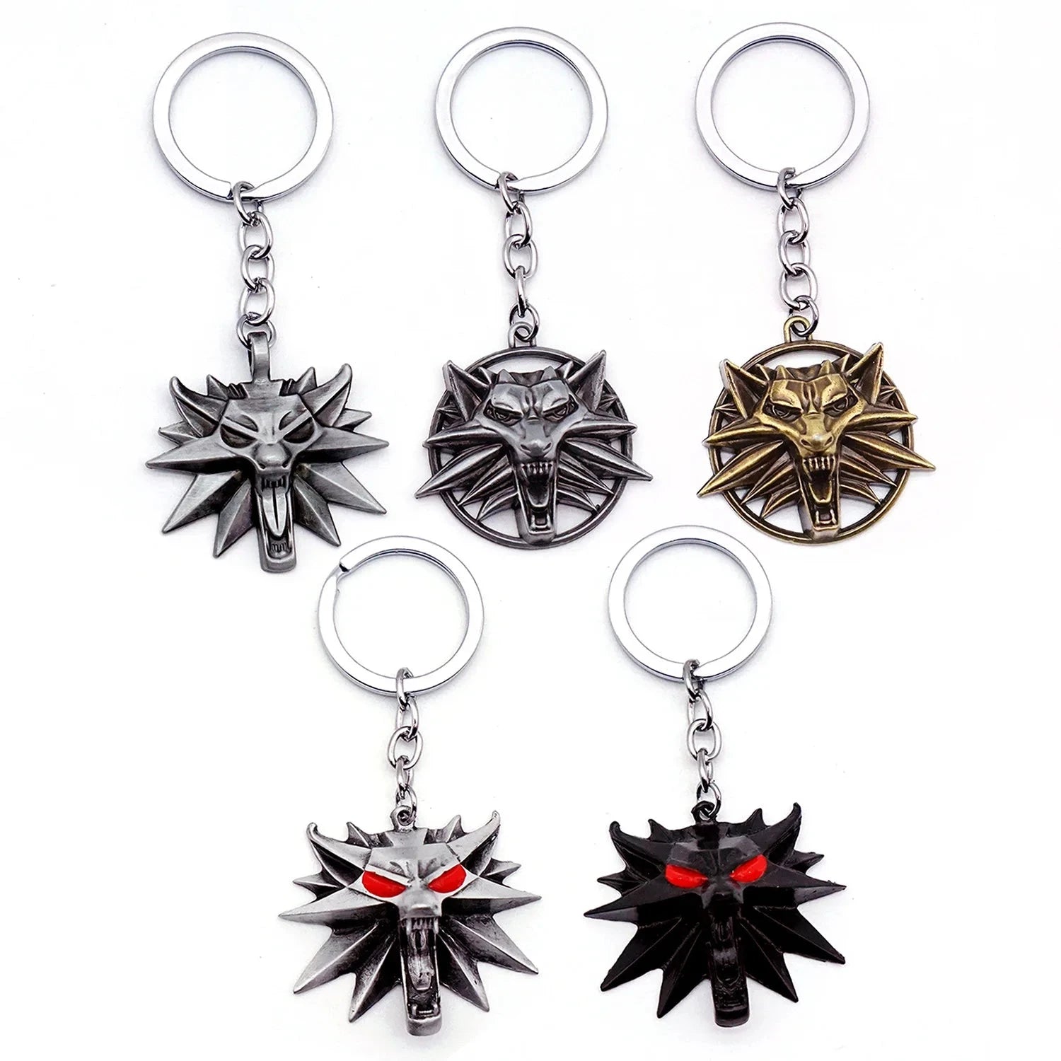 12cm|22cm Steel Sword Geralt of Rivia Wild Hunt Hearts of Stone Game Peripherals Wolf Head Medallion Pendant Keychain Decoration