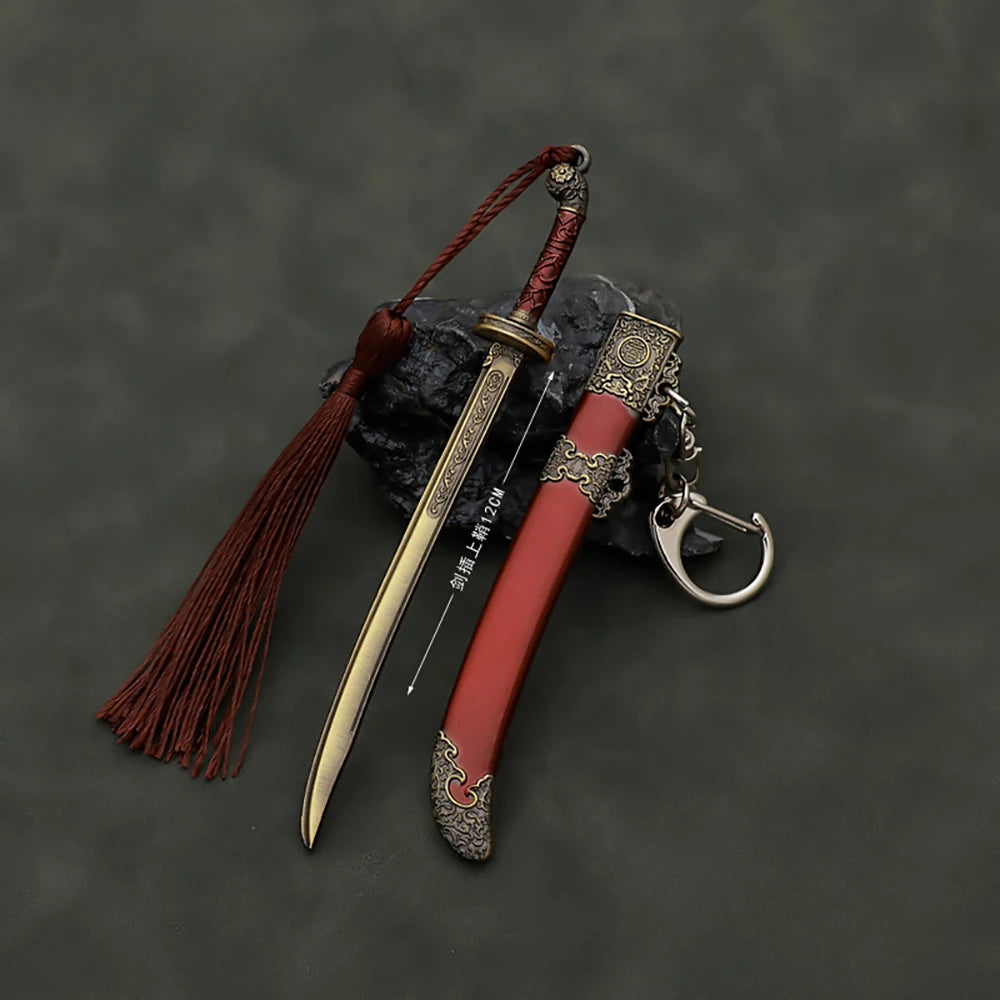 12cm Brotherhood of Blade mini keychain Royal Guards Ancient Weapon Metal bronze Weapon Model Sword Keychain Gifts Toys for Boys