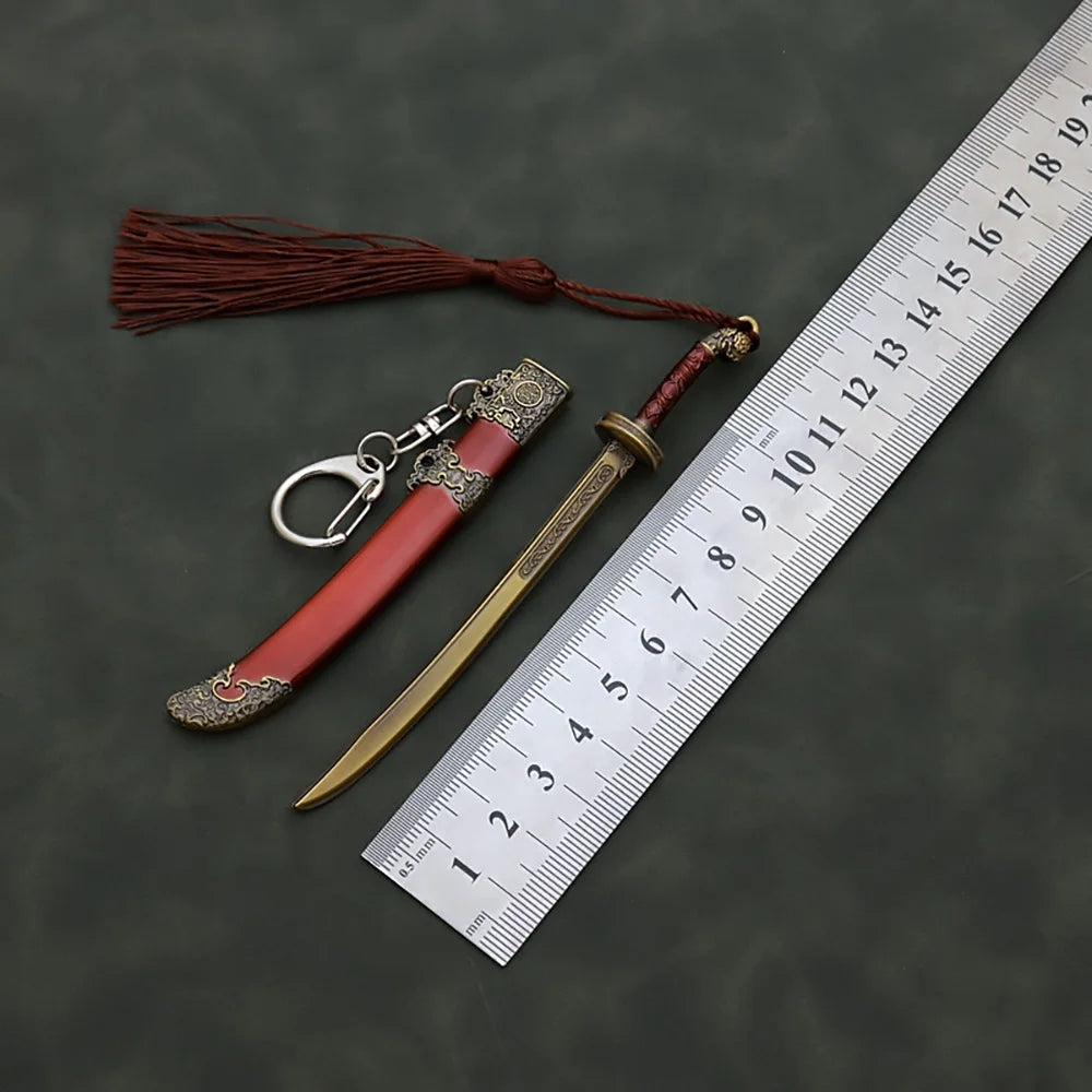 12cm Brotherhood of Blade mini keychain Royal Guards Ancient Weapon Metal bronze Weapon Model Sword Keychain Gifts Toys for Boys