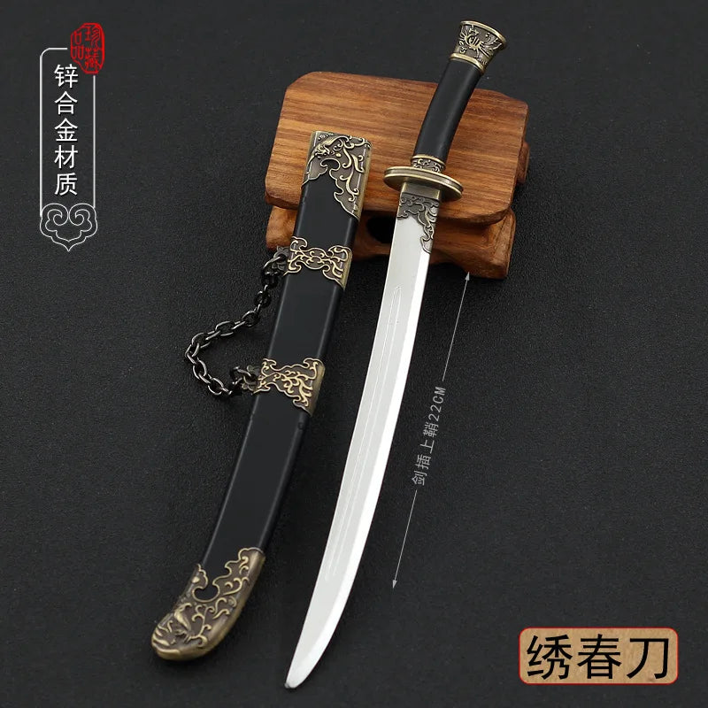 12cm Brotherhood of Blade mini keychain Royal Guards Ancient Weapon Metal bronze Weapon Model Sword Keychain Gifts Toys for Boys