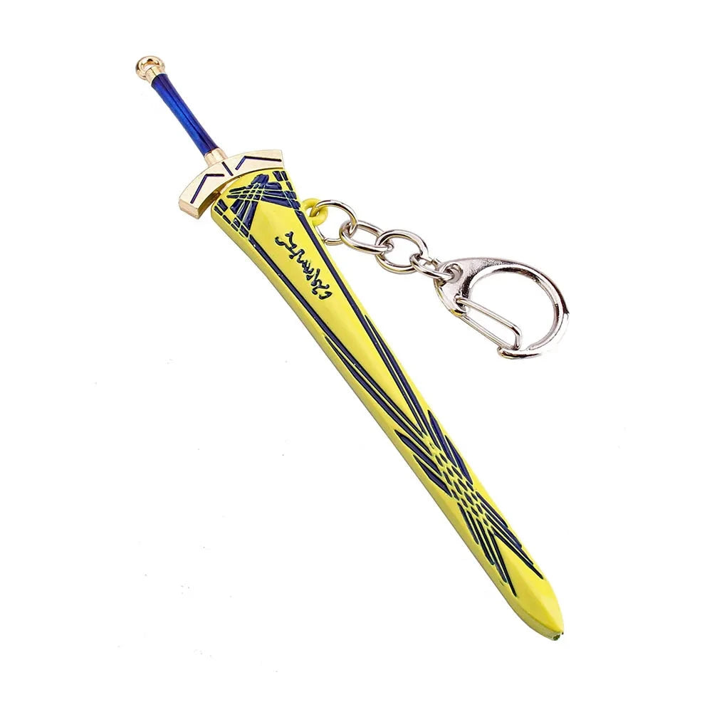 12cm Fate Stay Night Excalibur Model Pendant Keychain for Men Boys Caliburn Metal Enamel Key Ring Anime Fans Collectible Jewelry