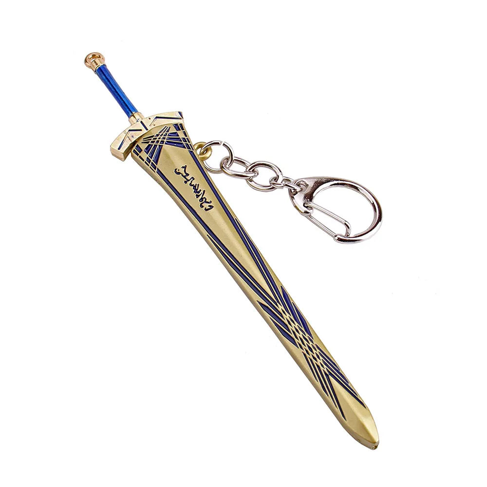 12cm Fate Stay Night Excalibur Model Pendant Keychain for Men Boys Caliburn Metal Enamel Key Ring Anime Fans Collectible Jewelry