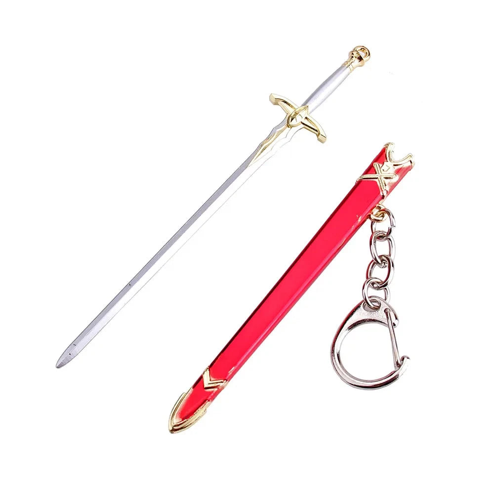 12cm Fate Stay Night Excalibur Model Pendant Keychain for Men Boys Caliburn Metal Enamel Key Ring Anime Fans Collectible Jewelry