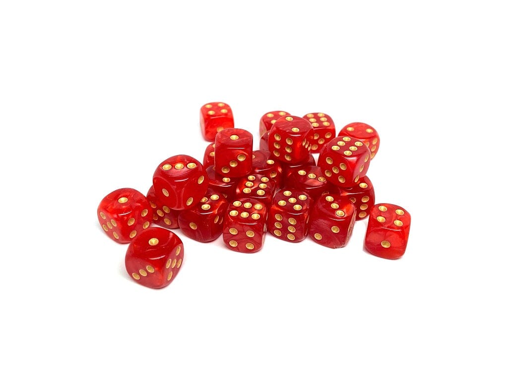 12mm D6 Dice - Crimson Marble - 25 Count Bag