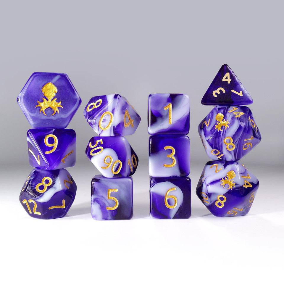 Kraken Dice 12pc Gummi Polyhedral Dice Set - Grape Smoothie
