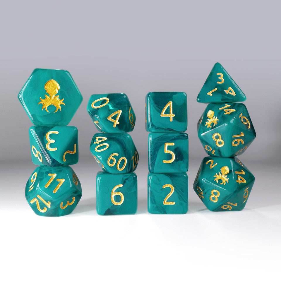Kraken Dice 12pc Gummi Polyhedral Dice Set - Melon