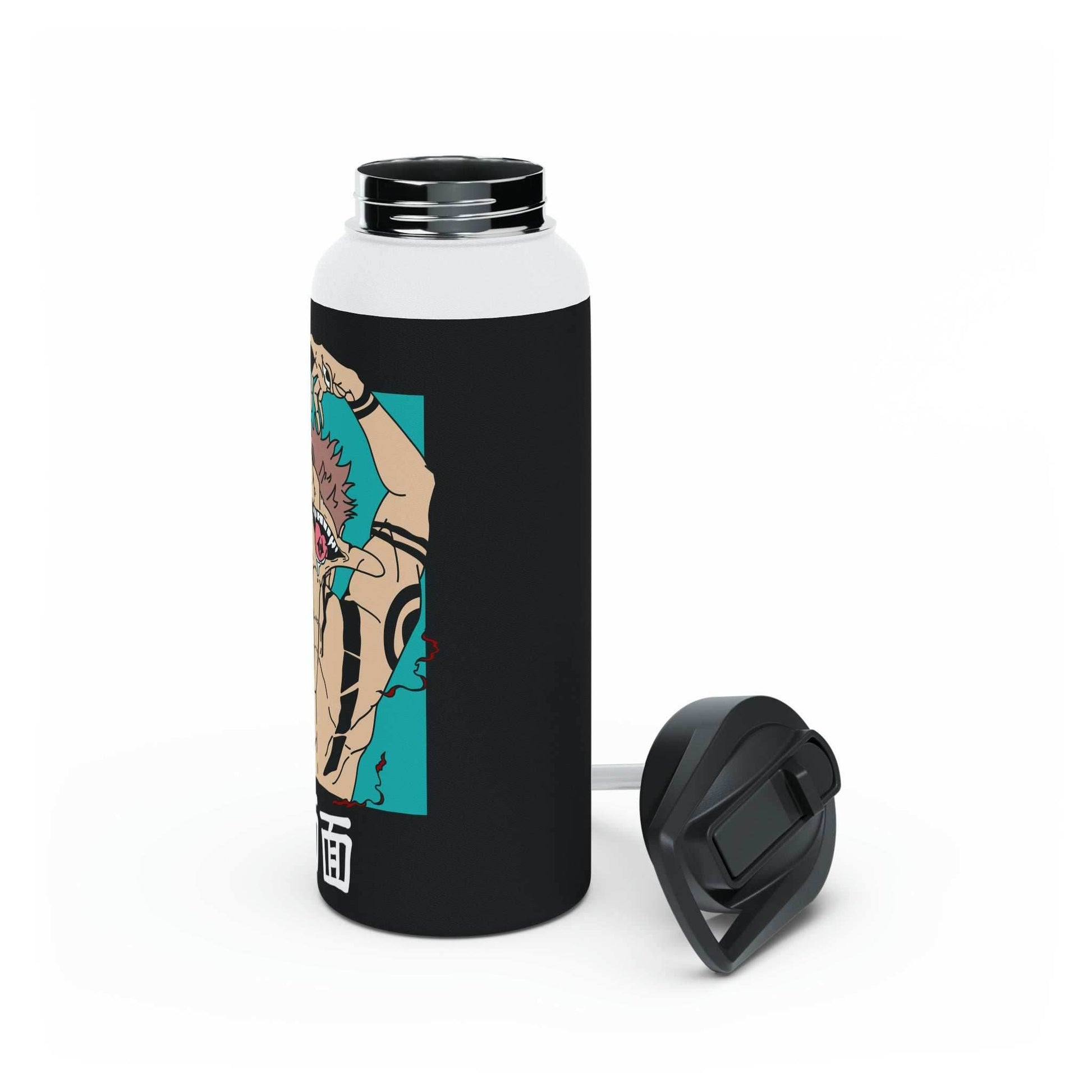 Stainless Steel Sukuna Anime Insulated Water Bottle With Standard Lid - 12oz / Black