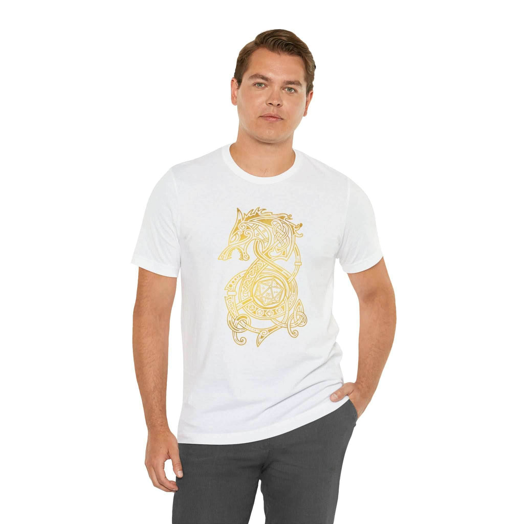 Golden Celtic Dice Dragon Shirt - Army / S