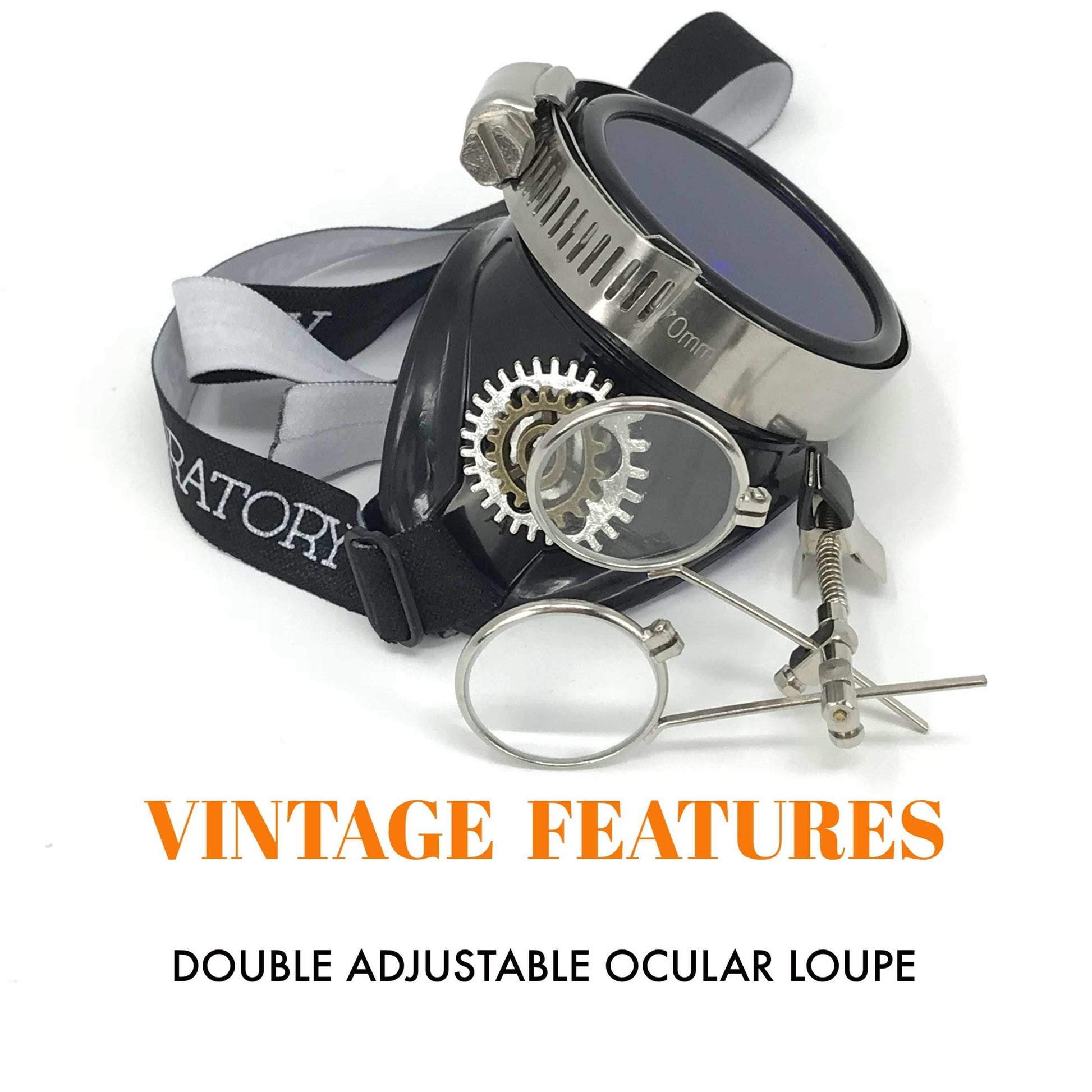 Pastel goth pirate eyepatch monocle Rave goggle with magnifying eye loupes - lime green