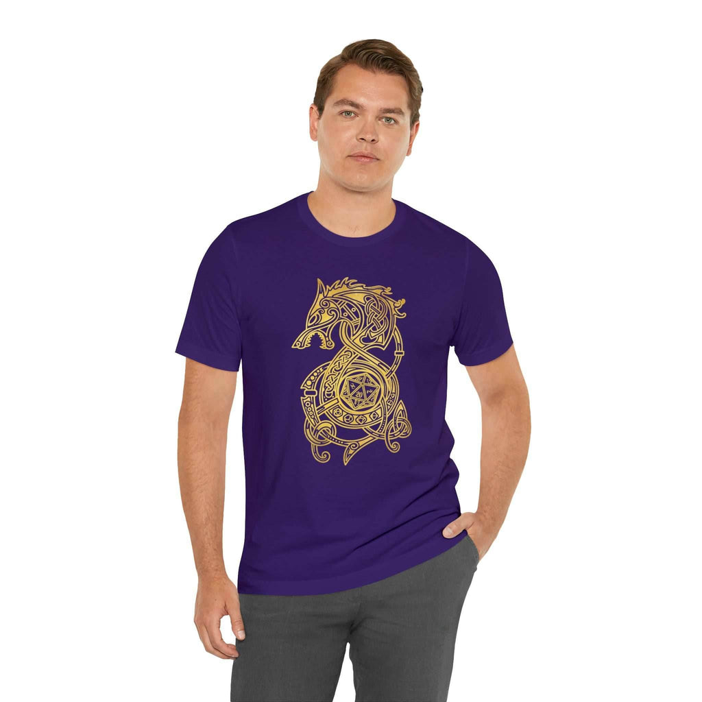Golden Celtic Dice Dragon Shirt - Army / S