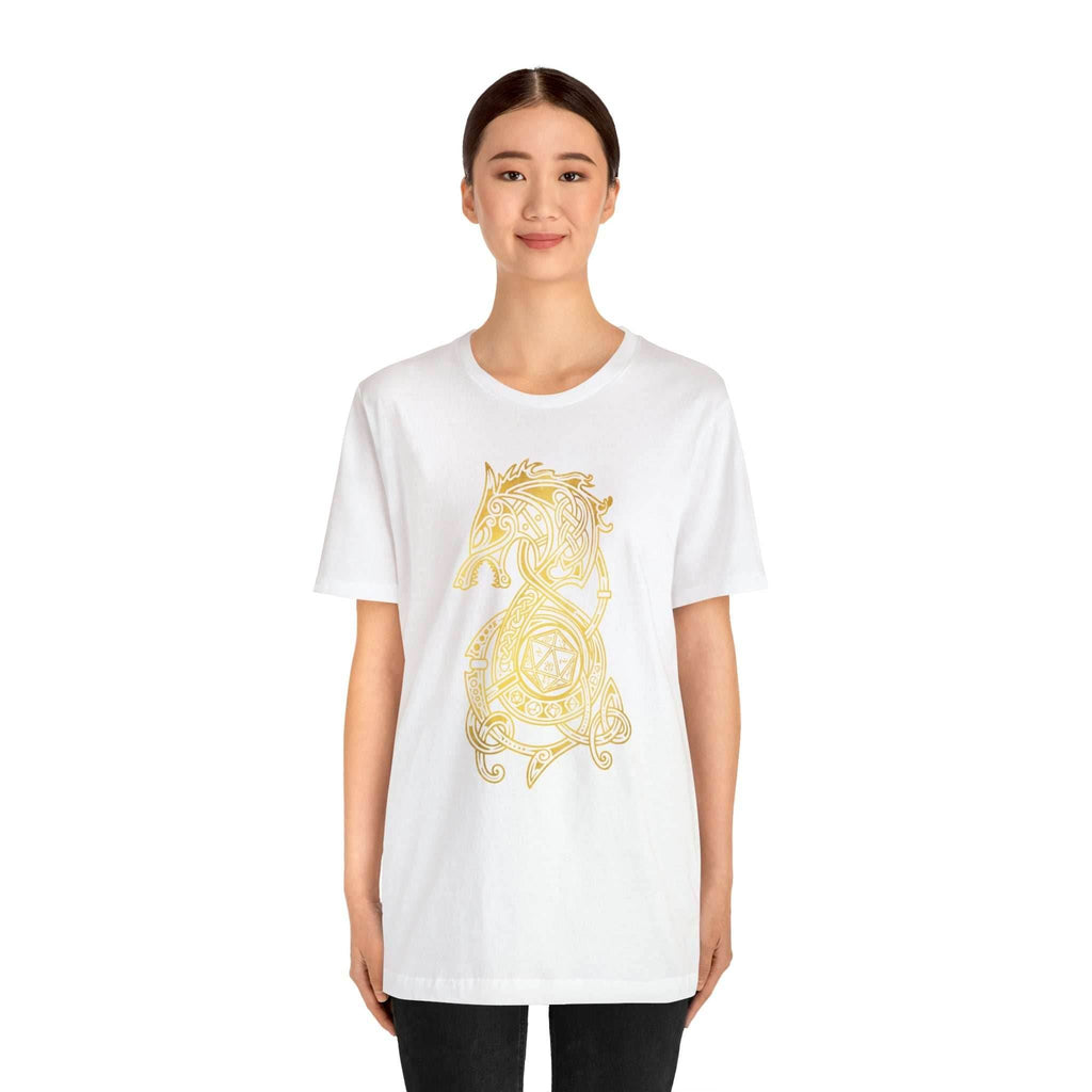 Golden Celtic Dice Dragon Shirt - Army / S