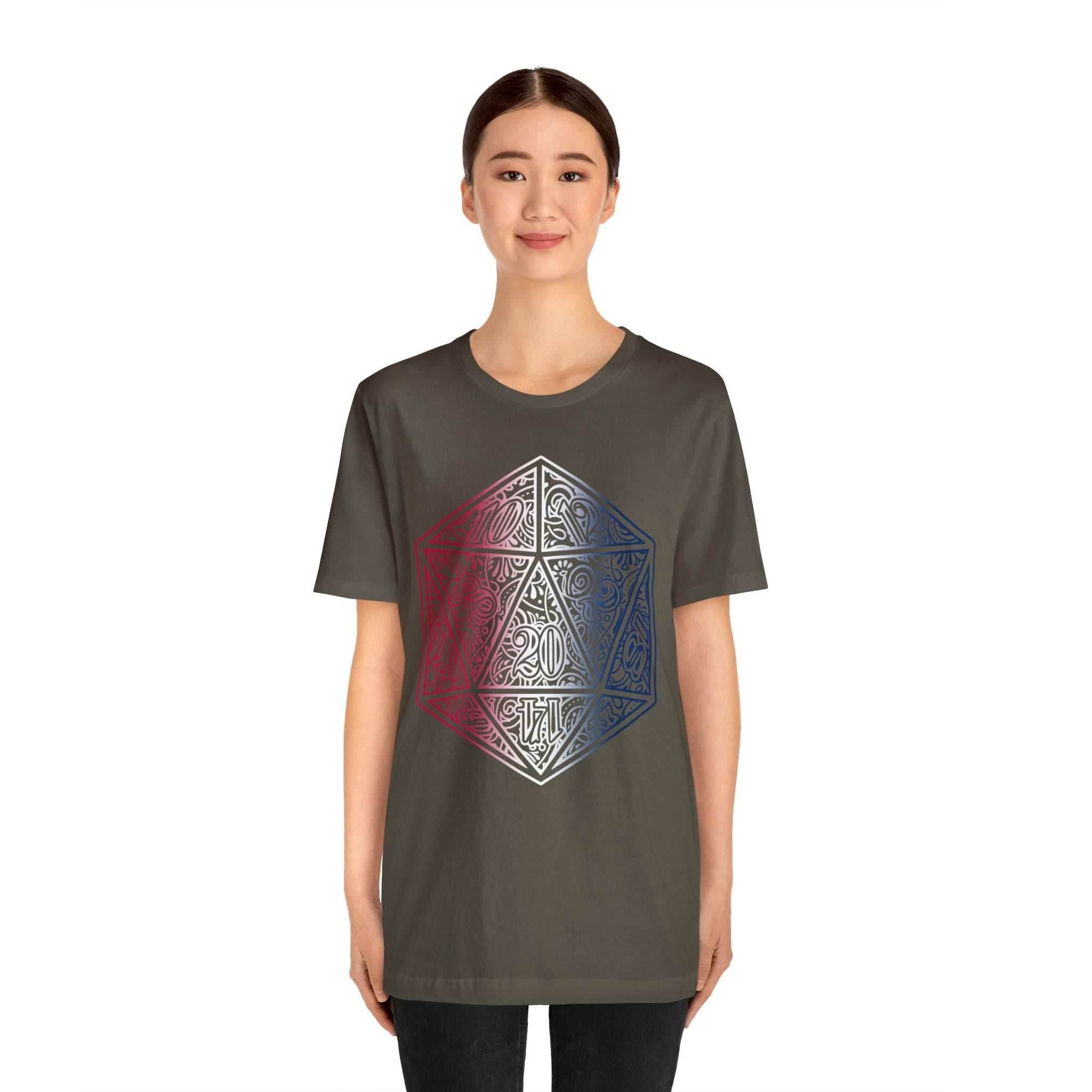 Red, White, and Blue Ombre Ornamental Dice Shirt - Army / S