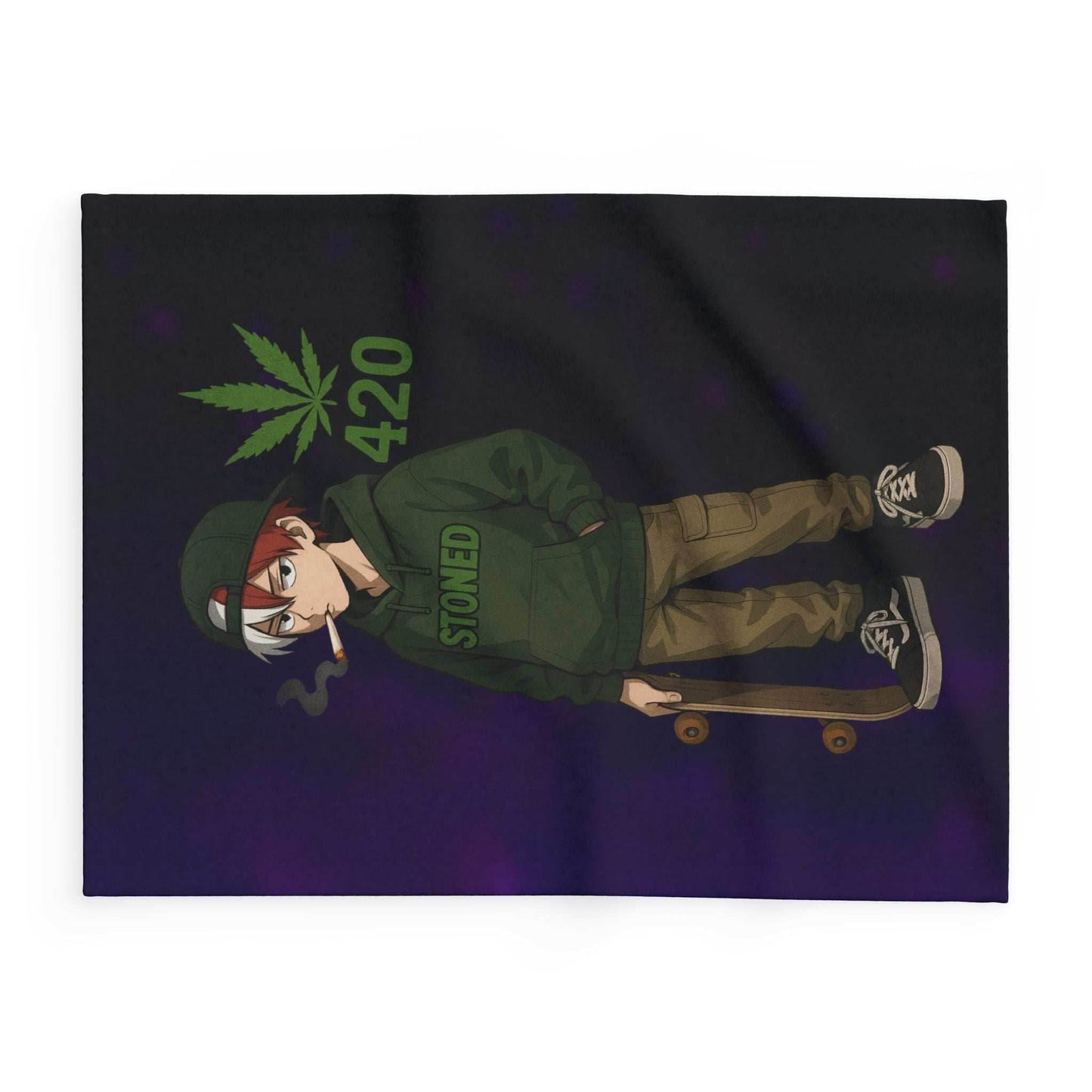 Stoner Vibe hero school Fleece Blanket, Cozy Blanket for Chill Sessions, Anime Décor, 420 Gift, Skater Style Blanket, Warm Throw - 30'' × 40''