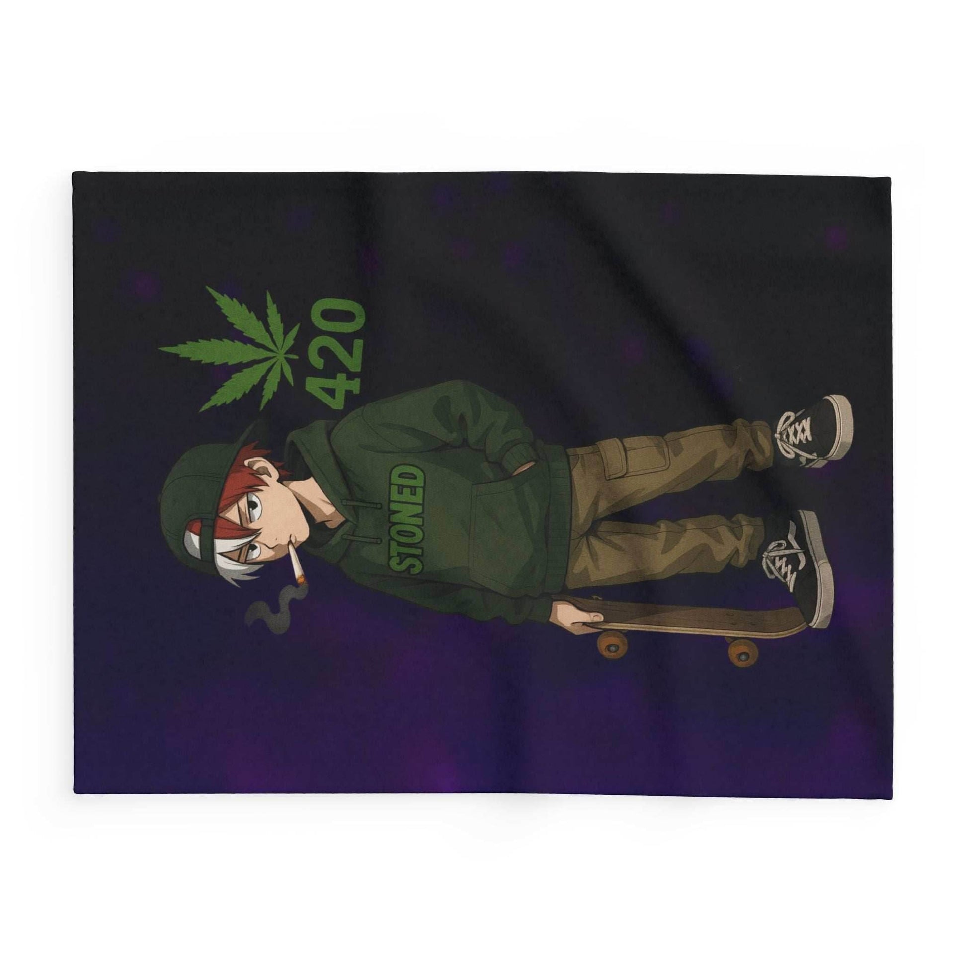 Stoner Vibe hero school Fleece Blanket, Cozy Blanket for Chill Sessions, Anime Décor, 420 Gift, Skater Style Blanket, Warm Throw - 30'' × 40''