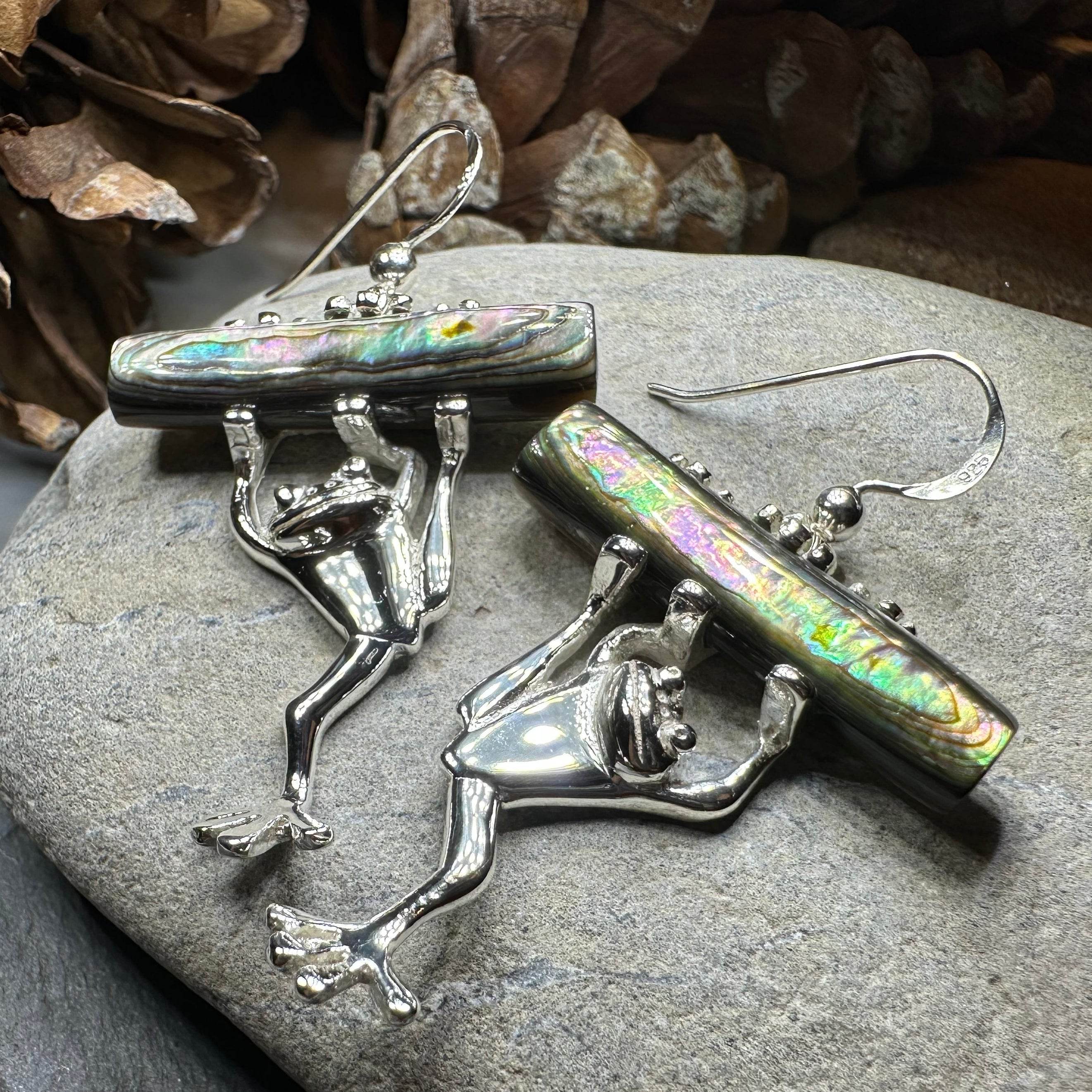 Abalone Frog Earrings - 
