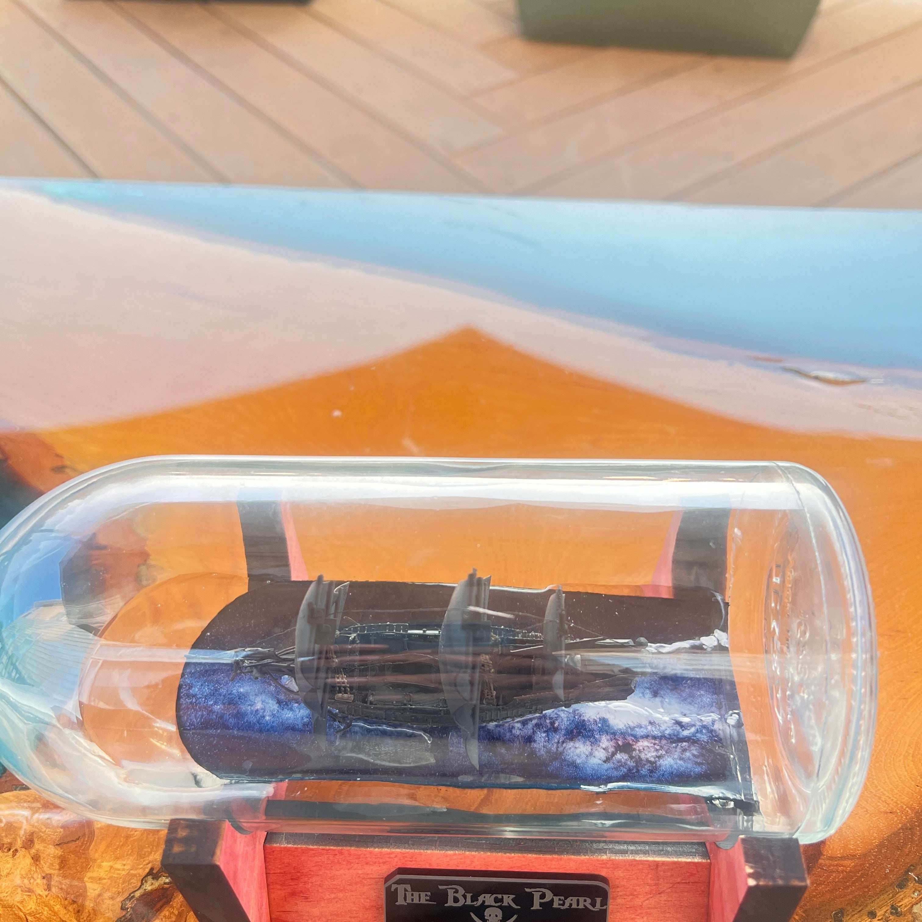 Black Pirate Pearl Ship in a Bottle - 