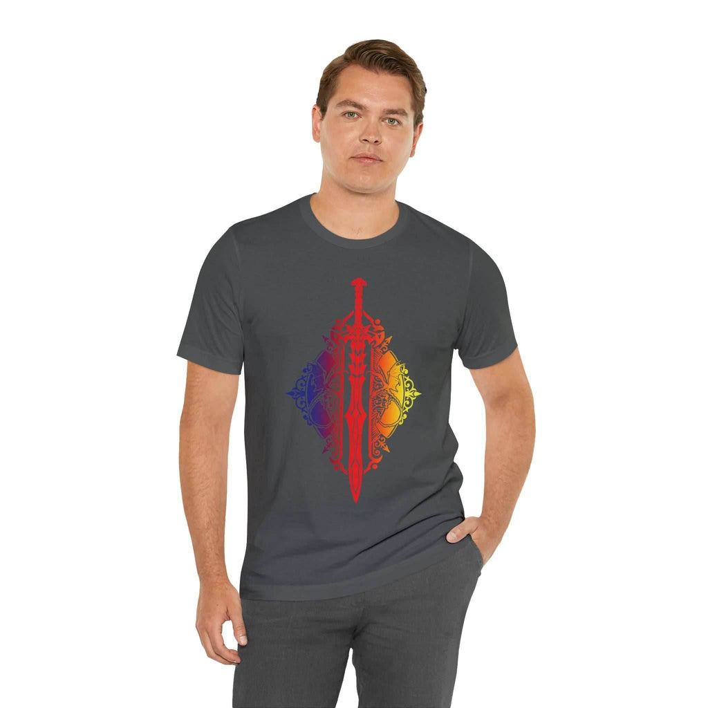 Sunset Ombre Dragon and Sword Shirt - Asphalt / S