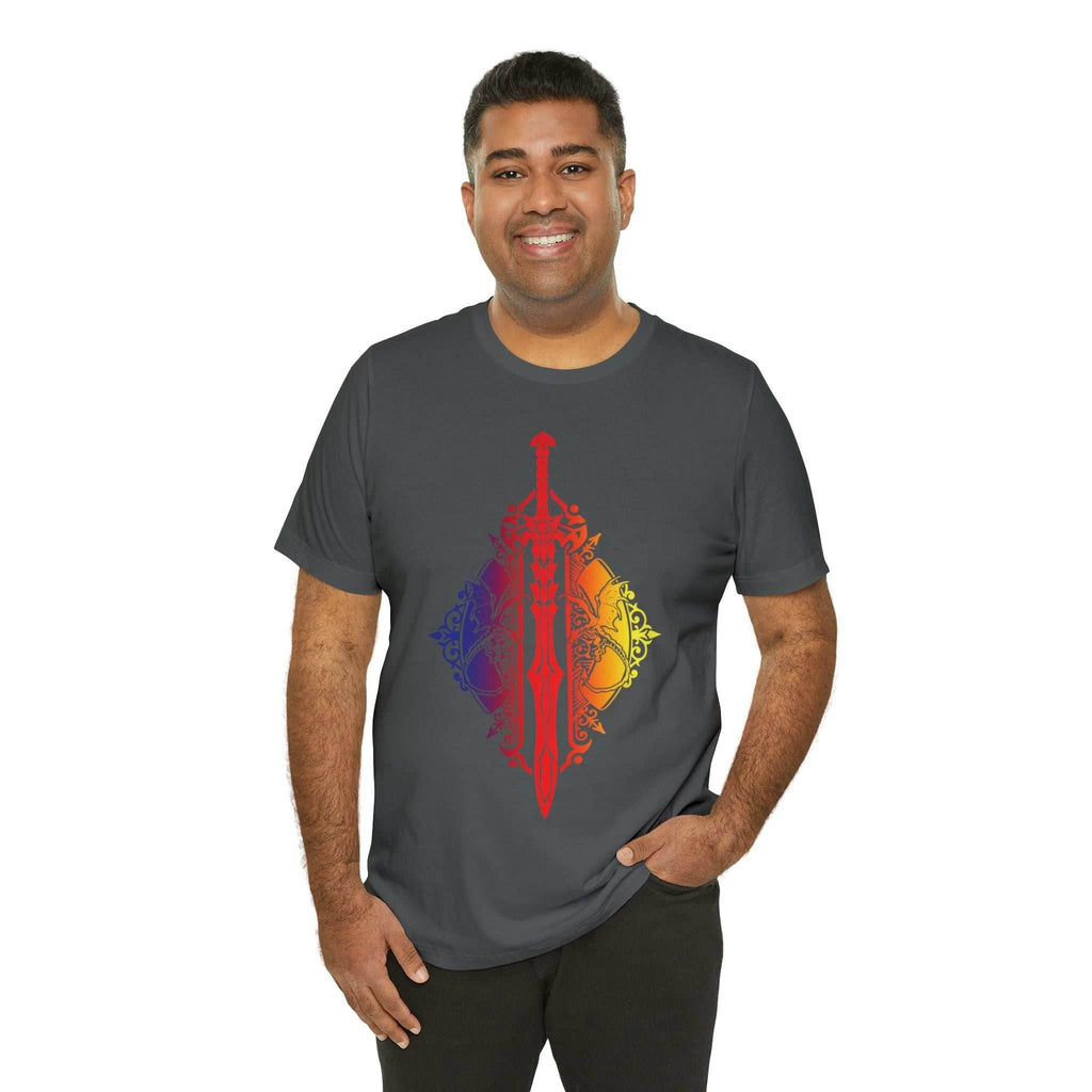 Sunset Ombre Dragon and Sword Shirt - Asphalt / S