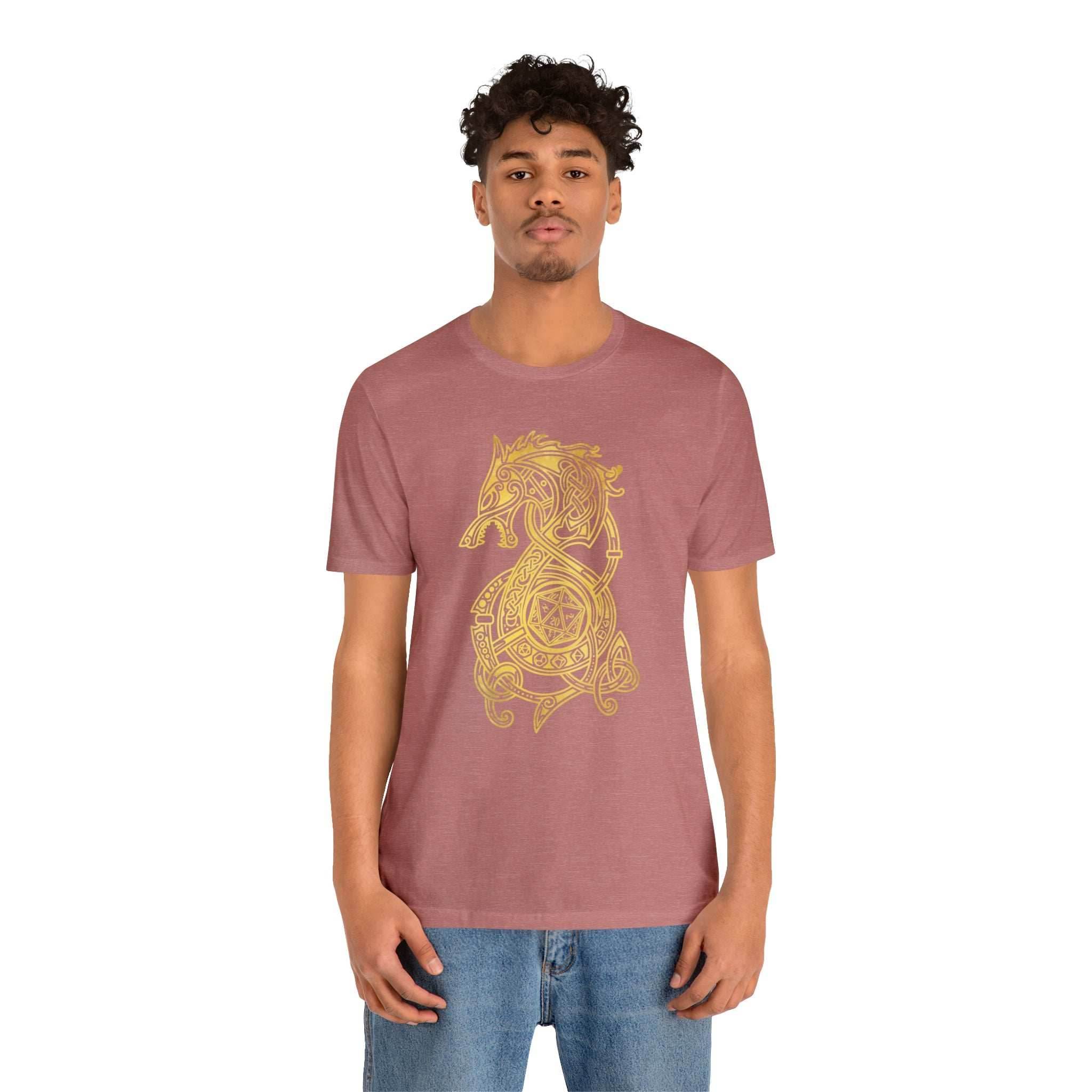 Golden Celtic Dice Dragon Shirt - Army / S