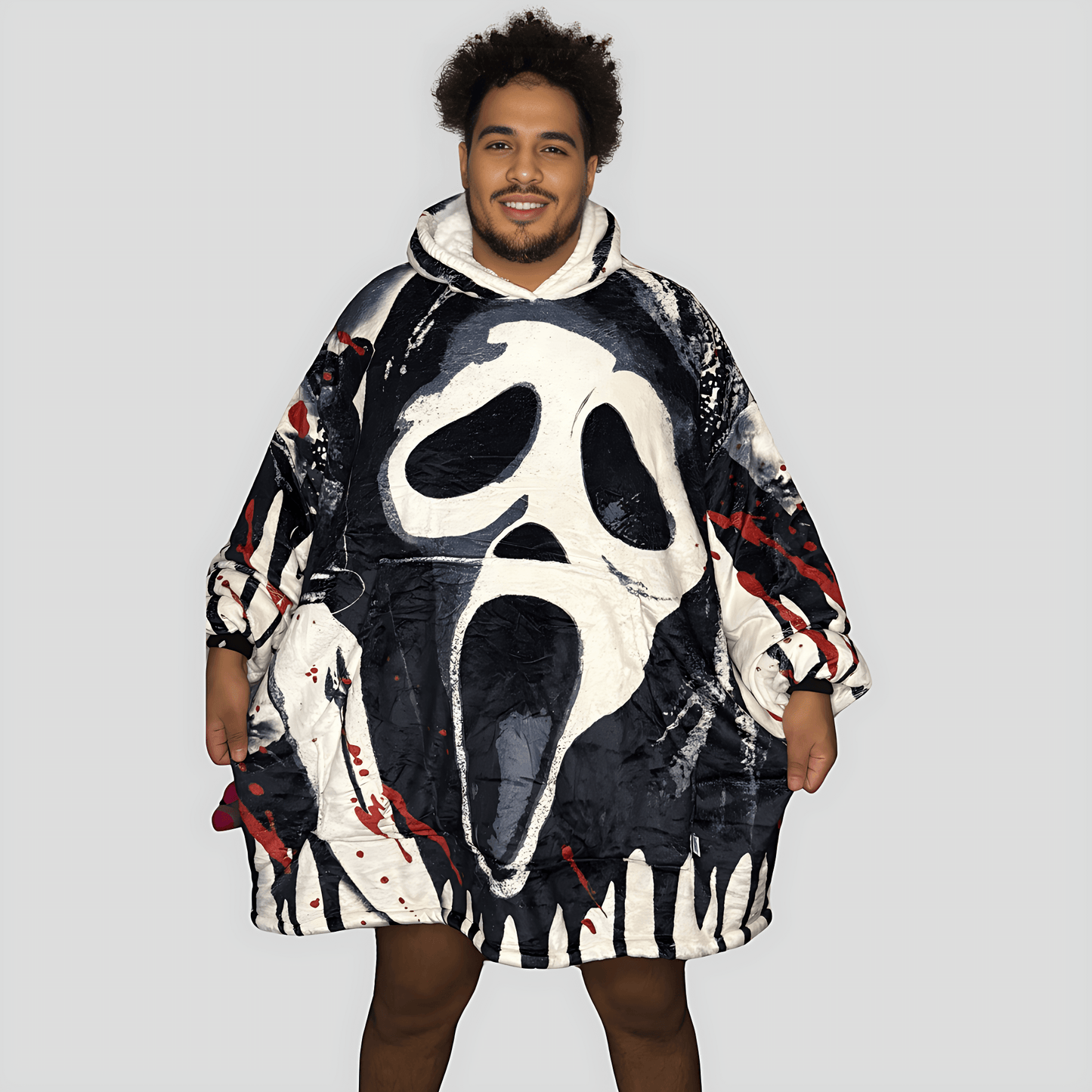 Ghost Face Horror Wearable Blanket Hoodie for Kids & Adults - adult