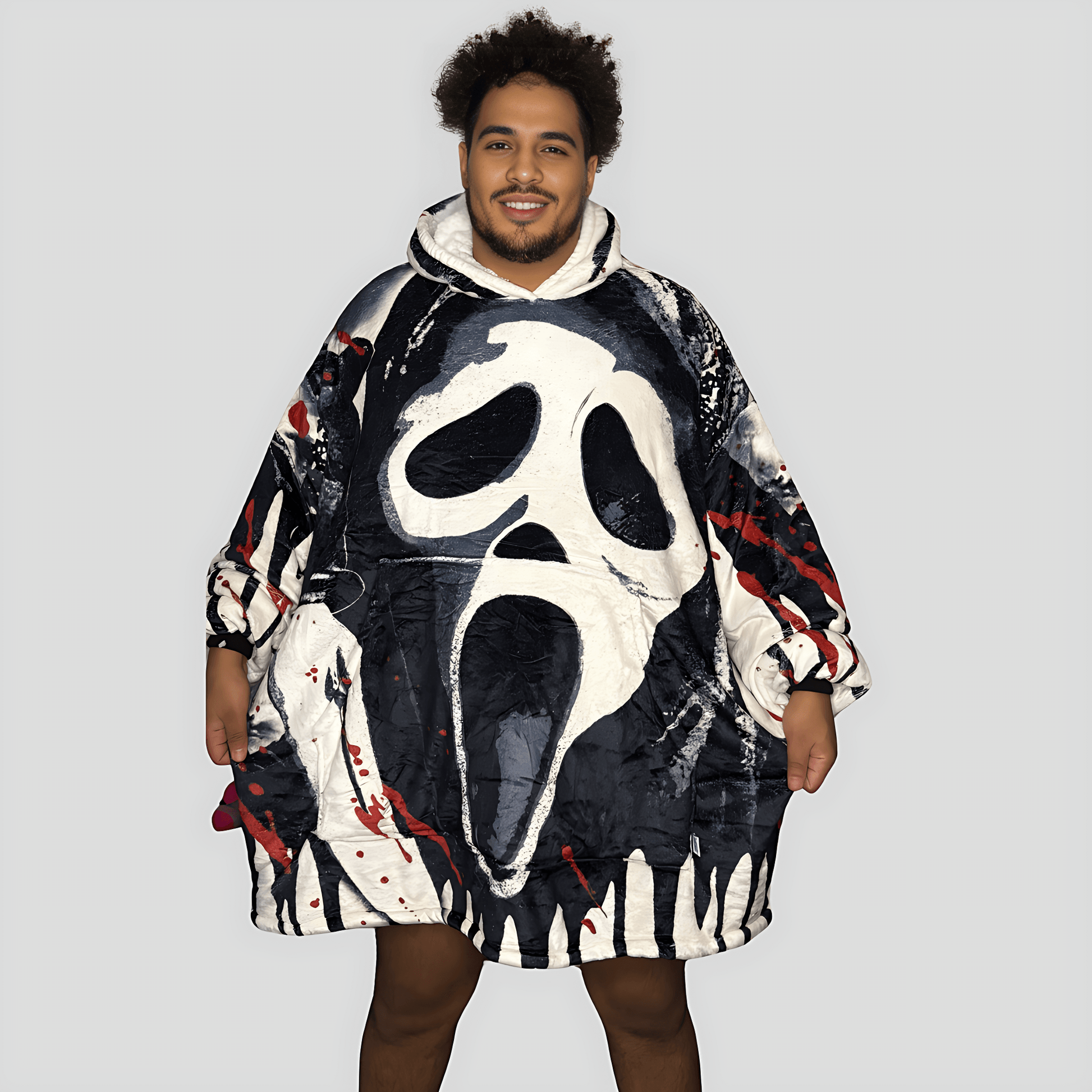Ghost Face Horror Wearable Blanket Hoodie for Kids & Adults - adult