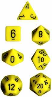 Opaque Polyhedral Yellow/black 7-Die Set - 