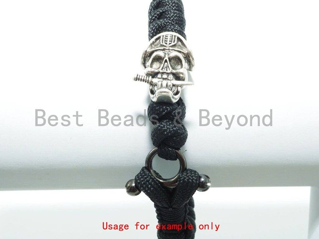Antique Pirate Skull Paracord Beads, Paracord Survival Bracelet Beads, KeyChain Lanyard Making Findings, DIY Jewelry 15x21x11mm, sku#Y102