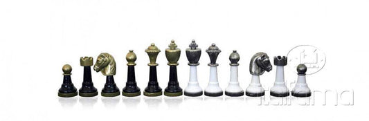 Chess Pieces - Black & White Metal Zinc and Wood Chess Pieces - 